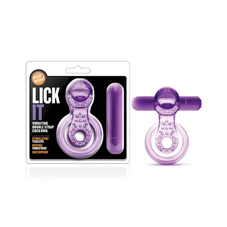 Vibrating Double Strap Cock Ring with Tongue Stimulator