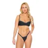 Rhinestone Trim Stretch Knit Bra and G-String Set