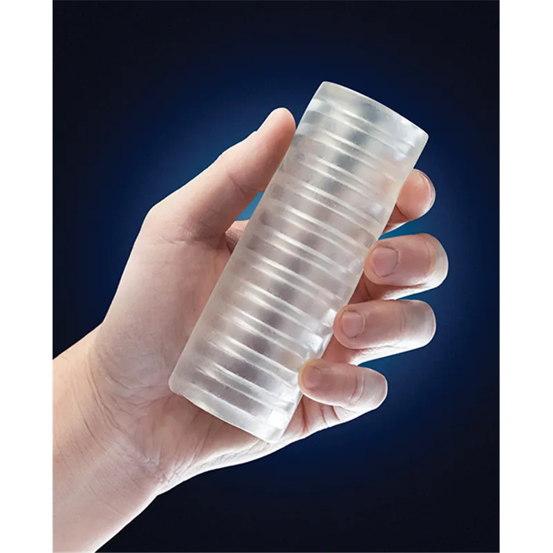 Ribbed Glow in the Dark Stroker with Self-Lubricating TPE