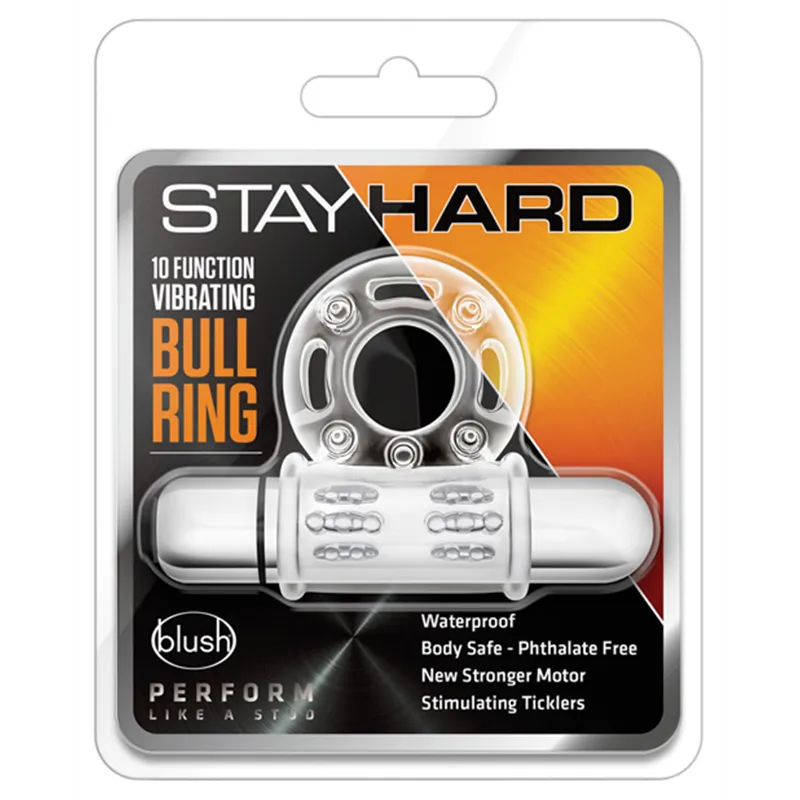 10-Function Vibrating Bull Ring Cock Ring with Removable Bullet