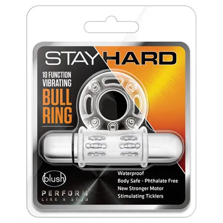 10-Function Vibrating Bull Ring Cock Ring with Removable Bullet