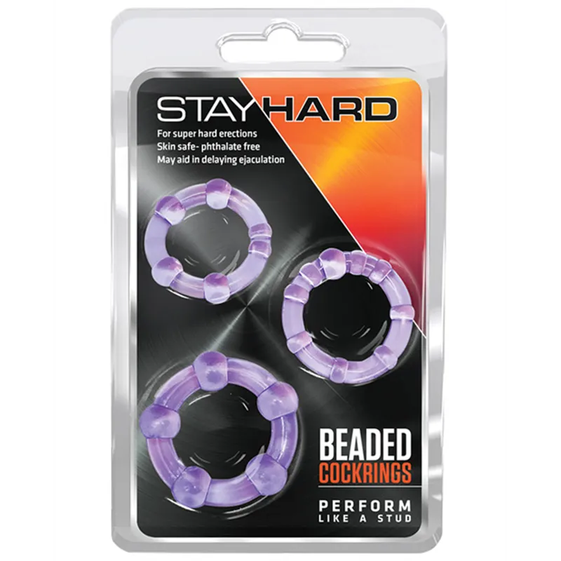 Beaded Cock Rings with Three Sizes in Purple
