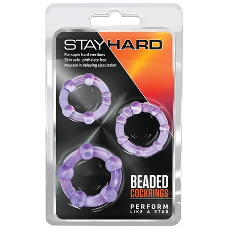 Beaded Cock Rings with Three Sizes in Purple