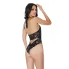 Metallic Stretch Lace Crotchless Teddy