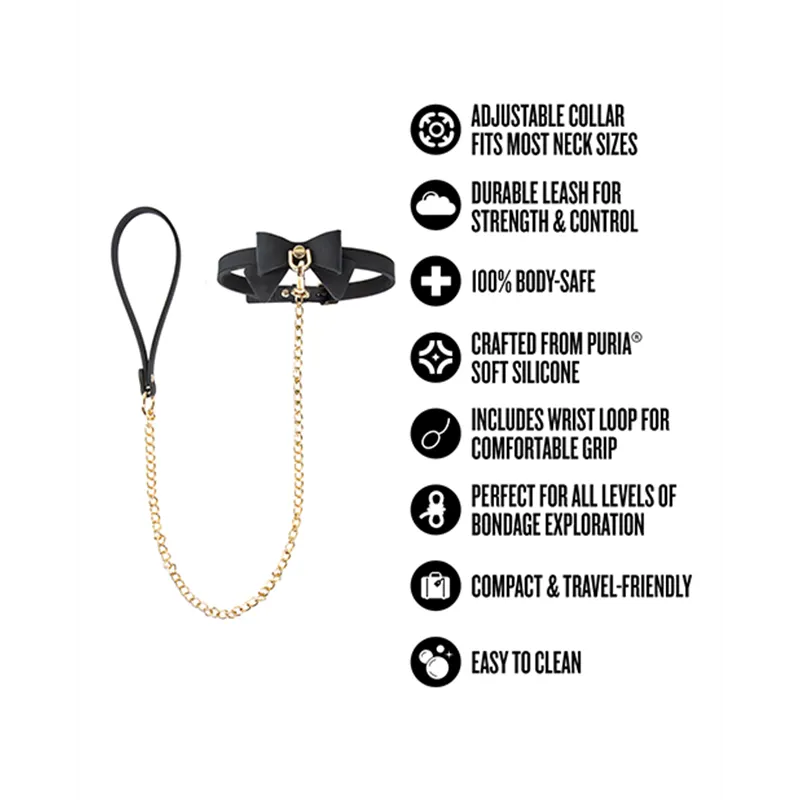 Silicone Collar and Leash with Bow