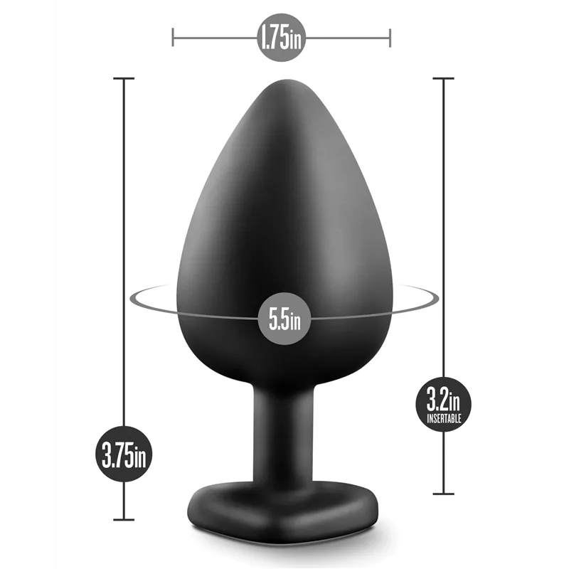 Temptasia Bling Butt Plug with Gem in Black Large