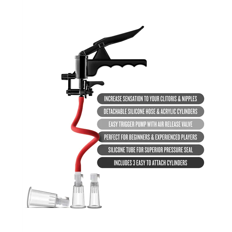 Clitoris and Nipple Pump System with Three Cylinders
