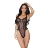 Stretch Mesh Underwire Teddy with Ribbon Detail
