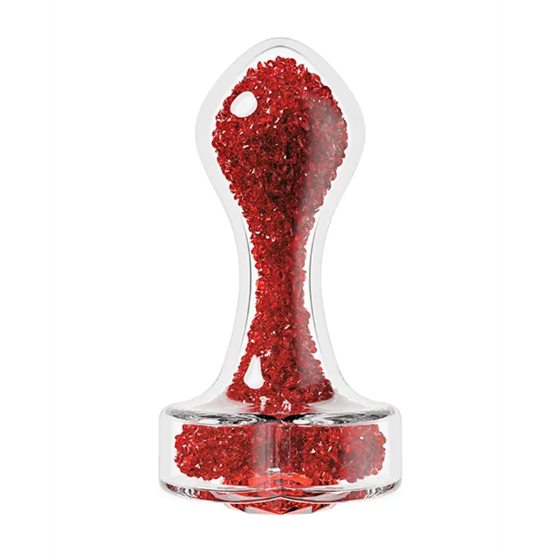 Oh My Gem Lustre Glass Butt Plug with Ruby Heart Base