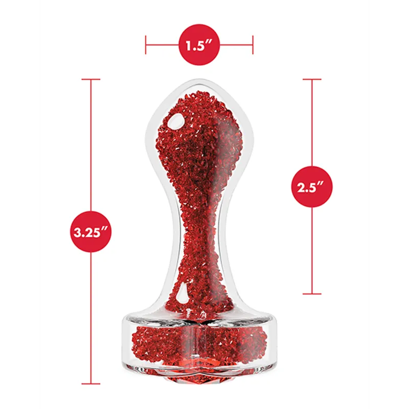 Oh My Gem Lustre Glass Butt Plug with Ruby Heart Base