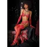 Metallic Stretch Lace Bra with Crotchless Garter Panty