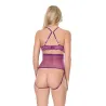 Metallic Lace and Mesh Teddy with Detachable Panty