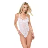 Floral Scallop Lace and Mesh Teddy with Underwire
