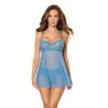 Floral Lace Mesh Babydoll with Underwire Cups and High-Waist Thong Set