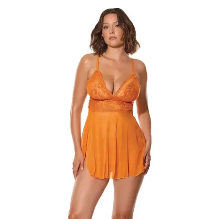 Lace and Mesh Babydoll with G-String