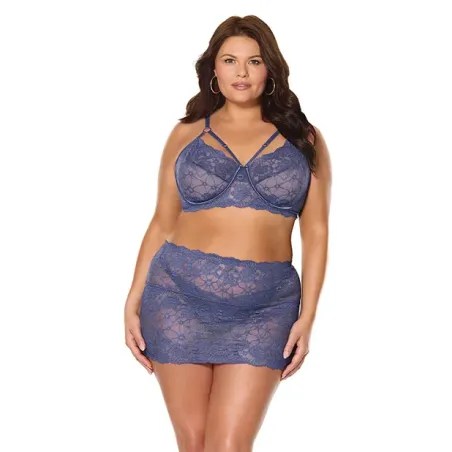 Twilight Fever Lace Bra and Mini Skirt Set
