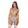 Blossom Underwire Bra, Garter Belt and G-String 3-Piece Set