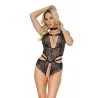 Crotchless Lace Teddy with Chain Whips and Choker