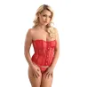 Eyelash Lace Corset with Busk Front and G-String