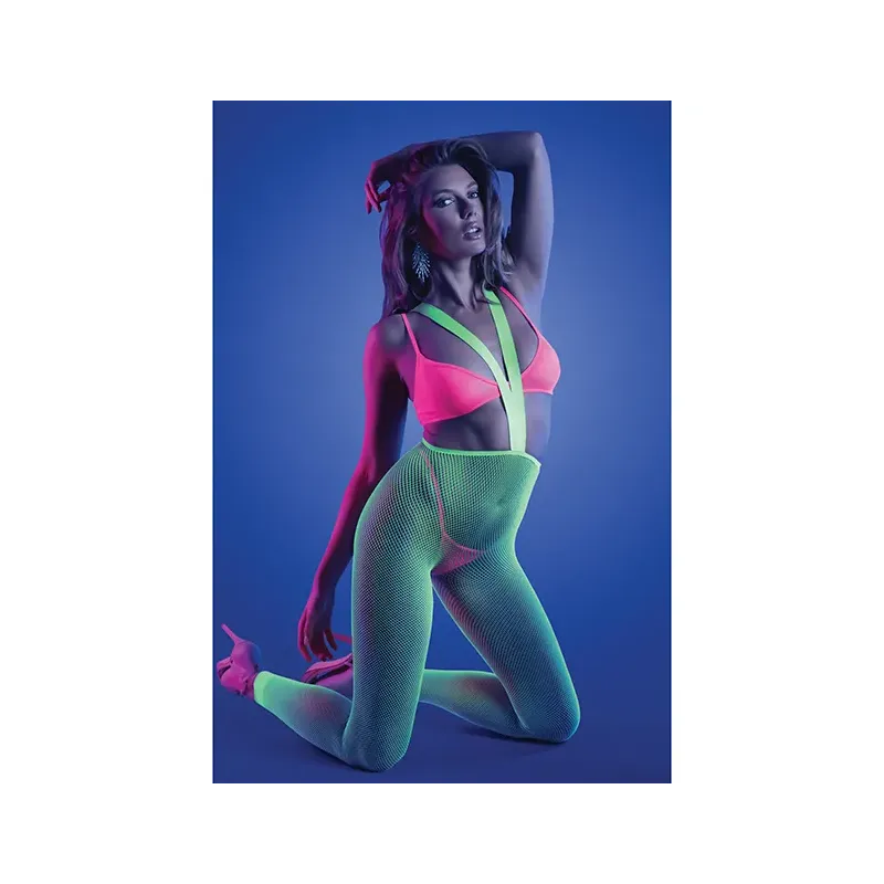 Glow Suspender Stocking Bralette and G-String Set