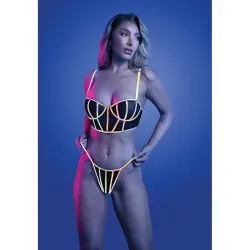 Solar Flare Flash Reflective Binding Underwire Bra with Thong