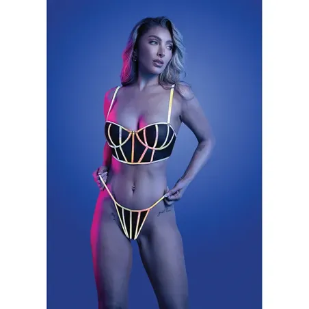 Solar Flare Flash Reflective Binding Underwire Bra with Thong
