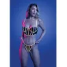 Solar Flare Flash Reflective Binding Underwire Bra with Thong