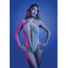 Glow-in-the-Dark Plunge Halter Teddy with Zipper