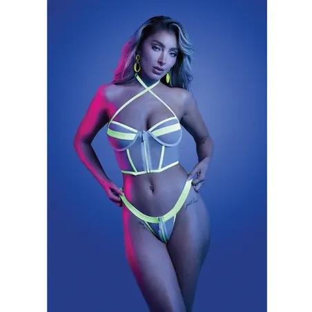 Glow-in-the-Dark Zipper Bralette and Thong Set