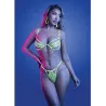 UV Reactive Lace and Mesh Underwire Bra with Thong