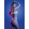 UV Reactive Lace and Mesh Underwire Bra with Thong