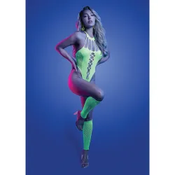 UV Reactive Rhinestone Teddy with Gloves and Leg Warmers