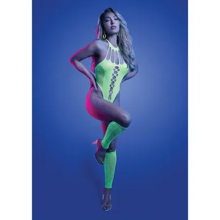 UV Reactive Rhinestone Teddy with Gloves and Leg Warmers