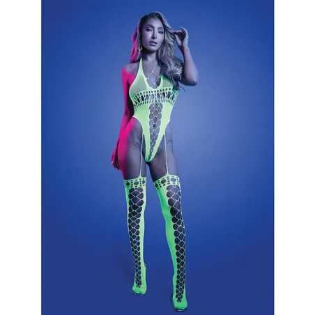 UV Reactive Halter Teddy Bodystocking