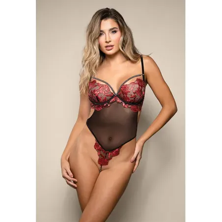 Opulence Embroidered Mesh Teddy with Pearl Detail