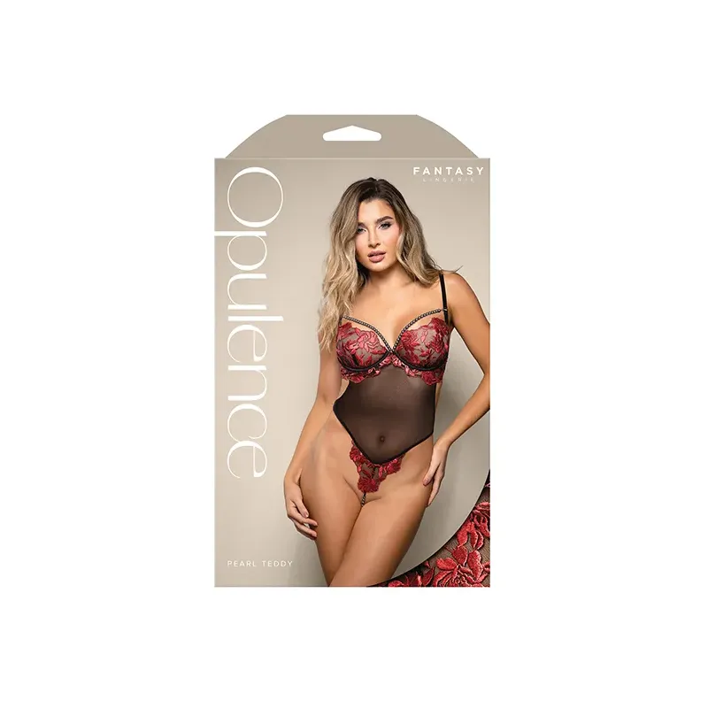 Opulence Embroidered Mesh Teddy with Pearl Detail
