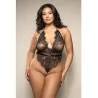 Metallic Eyelash Lace Teddy with Pearl String Crotch