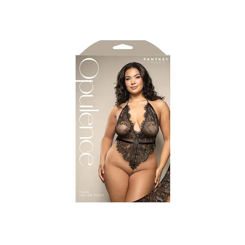 Metallic Eyelash Lace Teddy with Pearl String Crotch