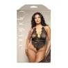 Metallic Eyelash Lace Teddy with Pearl String Crotch