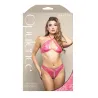 Shimmer Lace Halter Bra and Crotchless Panty Set with Pearl Details