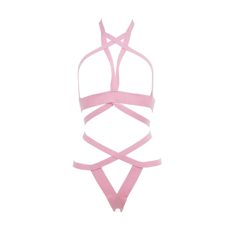 Kitten It's Complicated Open Elastic Strappy Bra & Open Back Panty