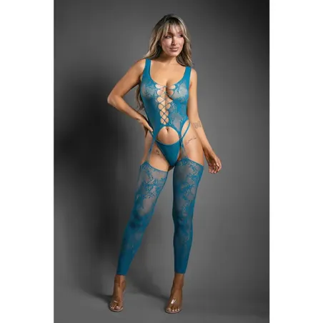 Floral Knit Bodystocking with G-String Two-Piece Set
