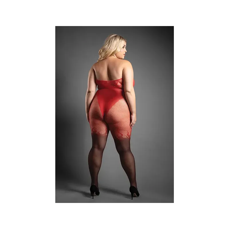Sheer Ombré Flame Halter Bodystocking with Open Crotch