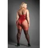Sheer Ombré Flame Halter Bodystocking with Open Crotch