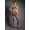Sheer Gothic Cross Knit Bodystocking Dress with Attached Stockings