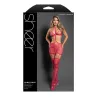 Sheer Check Knit Bralette and Harness Skirt Set with Gartered Stockings