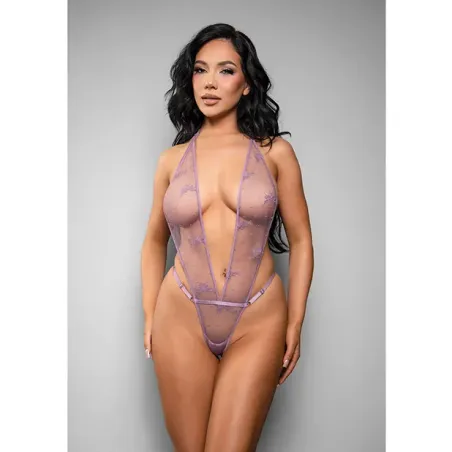 Gisele Sheer Floral Mesh Open Back Teddy
