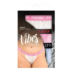 Lace Thong 3-Pack with Novelty Elastic Waistbands