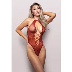 Floral Lace Halter Plunge Teddy