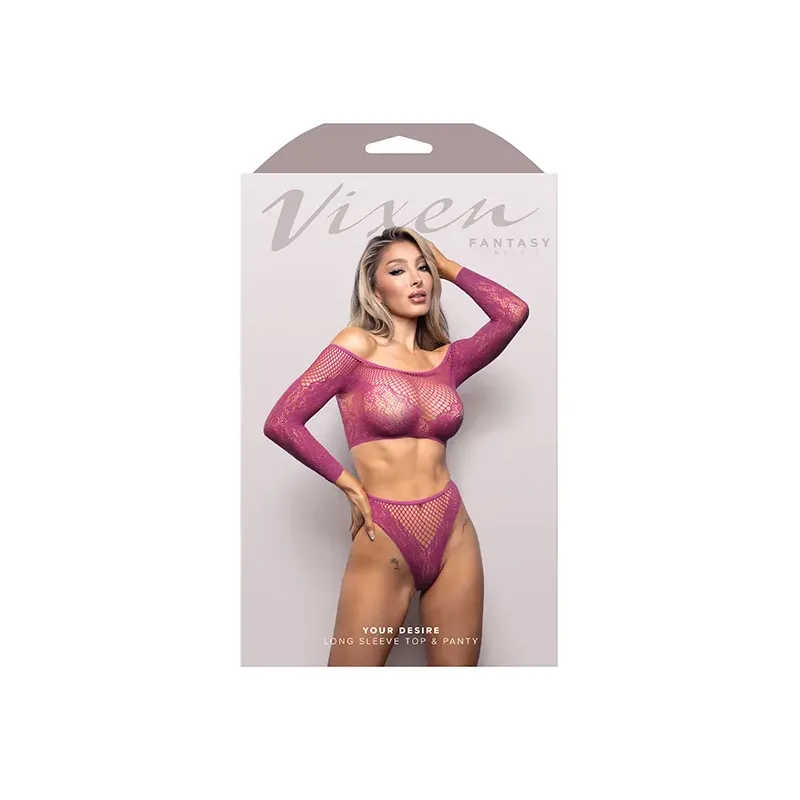 Scalloped Lace Long Sleeve Lingerie Set